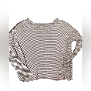 Oversized Lightweight Red White Striped Distressed Open Criss Cross Back, S